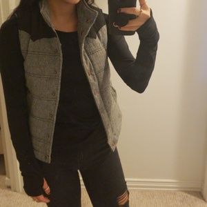 Gray and black vest